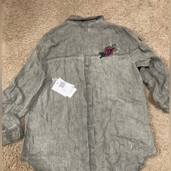 FOR THE REPUBLIC LONG SLEEVE SHIRT EMBROIDERED FLOWERS - Picture 4 of 6